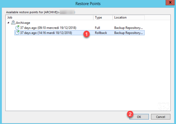 Select backup point