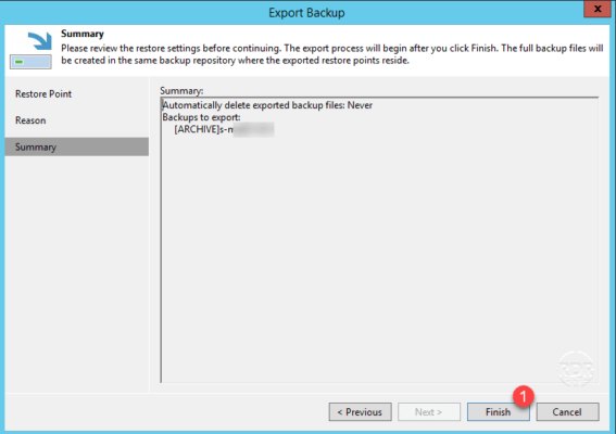 Start export backup