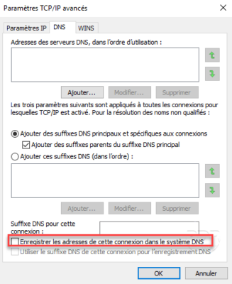 Disable register DNS