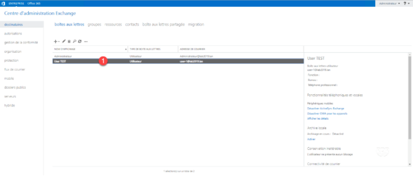 User and mailbox added