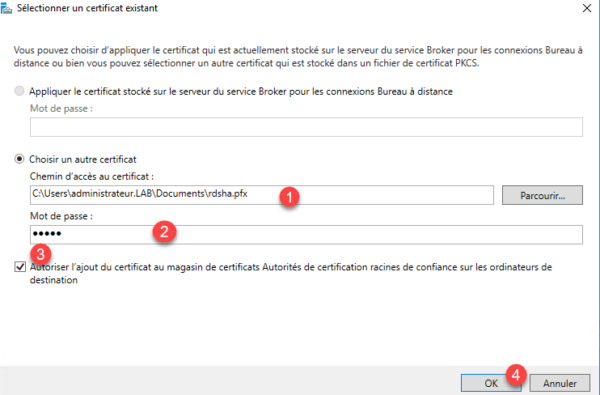Select certificate