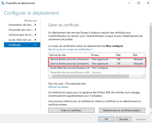 server certicate configured