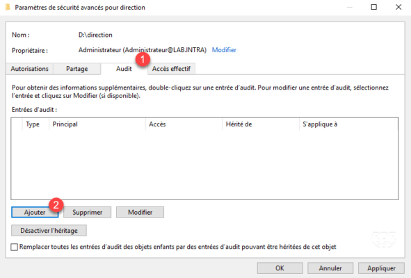 Audit tab