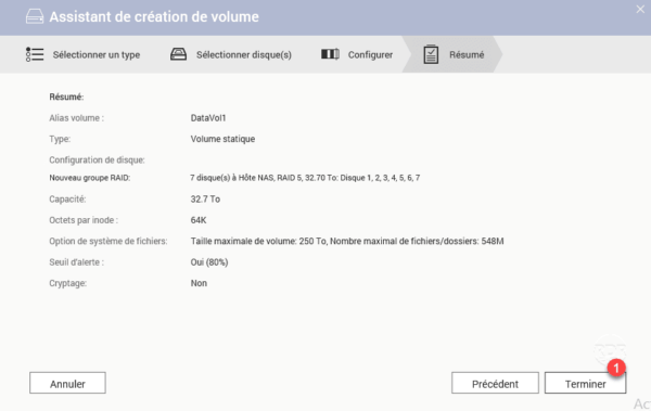 Confirm volume creation