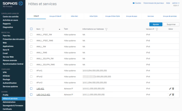 hosts / services