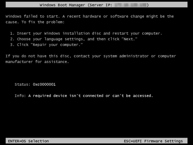 pxe error wds