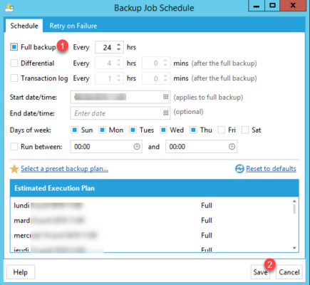 Schedule settings
