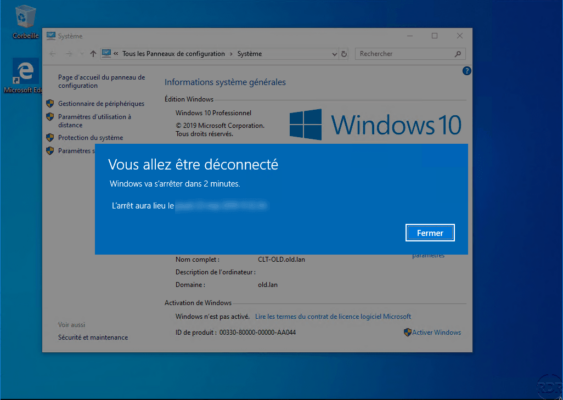 Alert message on computer