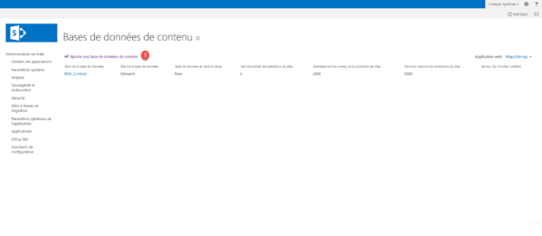 Add database - Sharepoint 2013