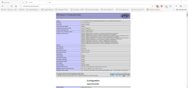 WSL - PHP INFO