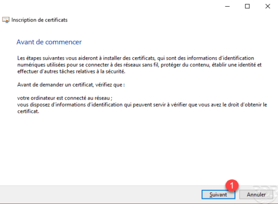 Wizard request certificate