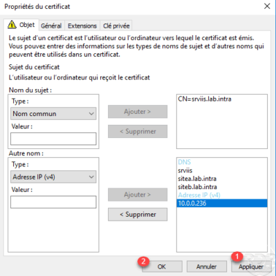 Certificat informations