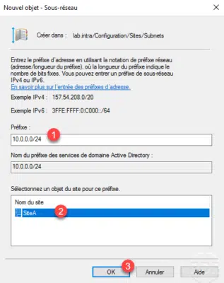 Configuration du sous-réseau / Subnet configuration