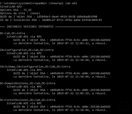 repadmin /showrepl <DC>