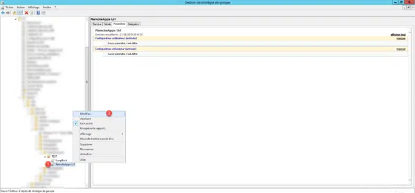 Modifier la GPO RemoteApp / Modify the RemoteApp GPO
