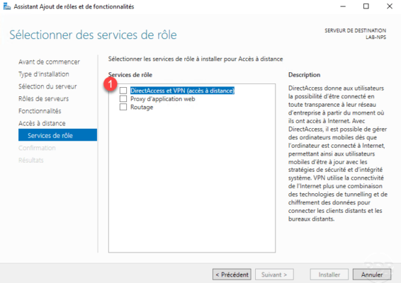 Choisir DirectAccess et VPN pour le serveur VPN / Choose DirectAccess and VPN for the VPN server