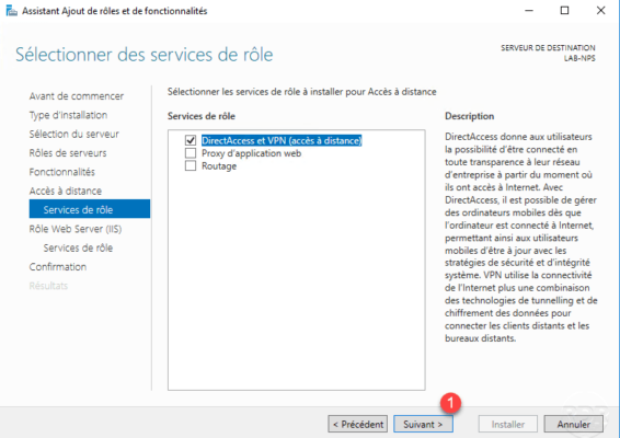 Services sélectionnés pour le serveur vpn / Services selected for the vpn server