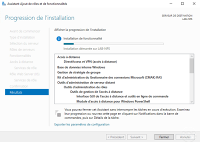 Patienter pendant l'installation du serveur VPN / Wait while installing the VPN server