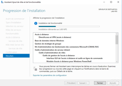Patienter pendant l'installation du serveur VPN / Wait while installing the VPN server