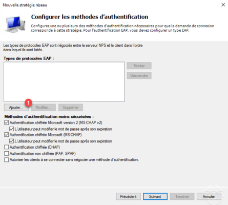 Configuring authentication on the VPN server