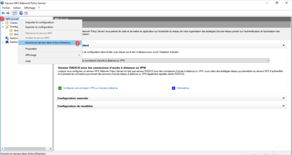 Register the NPS server in the AD for VPN server access management