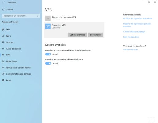 Connected to the VPN server