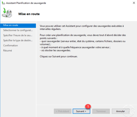 Wizard configure backup