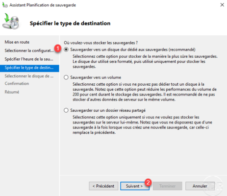 Destination of Windows backups