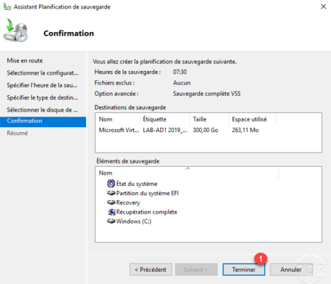 Confirm creat Windows Backup
