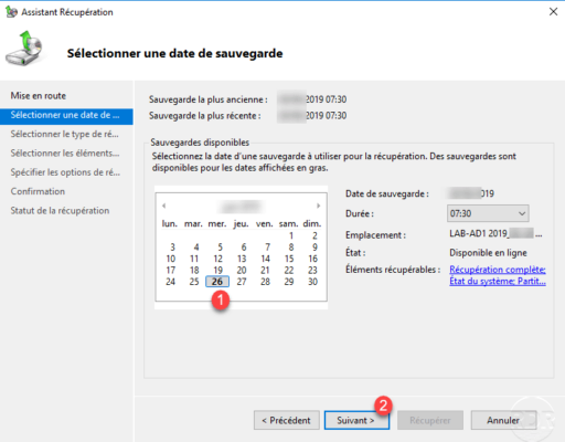 Select restore date