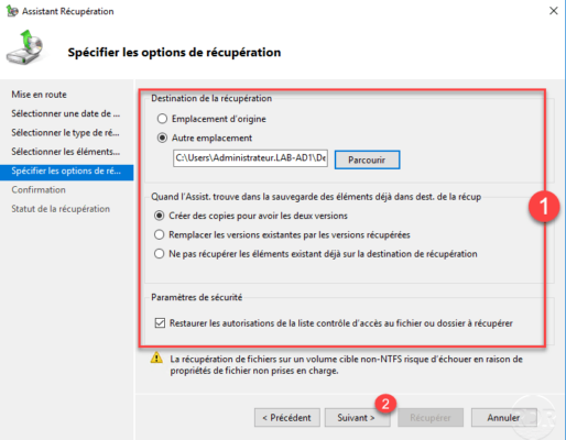 Restore options