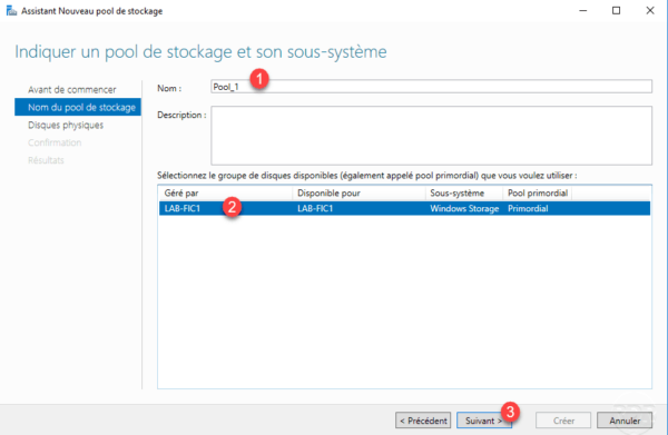 Nom du pool de stockage / Storage Pool Name