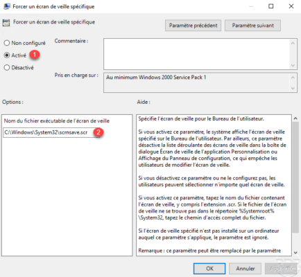 Configure screeensaver