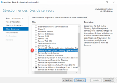 Select role AD RMS