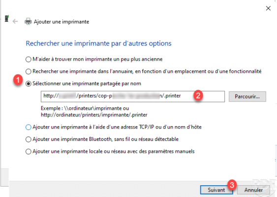Enter printer URI