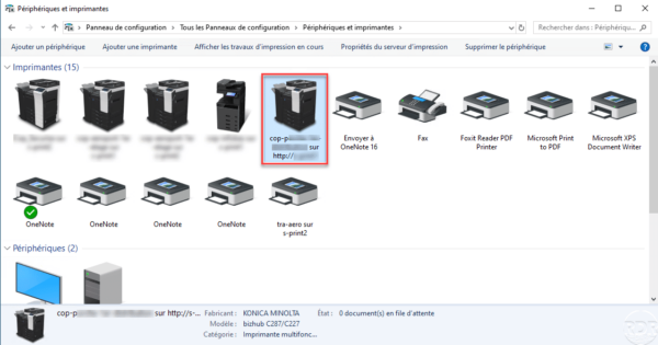 Printers control panel