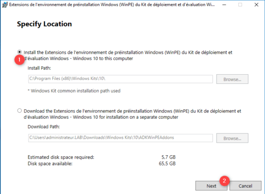 Choisir l'option d'installation