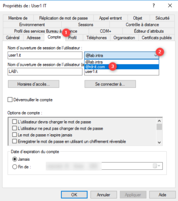 Sélectionner le suffixe UPN