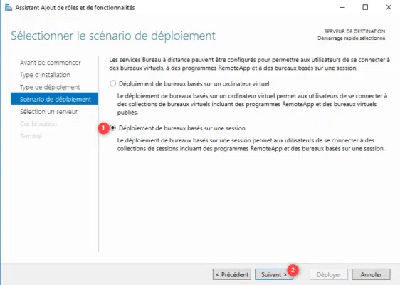Choisir le scénario de déploiement