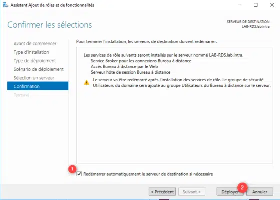 Confirmer l'installation