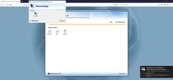 Ouverture de l'application RemoteApp