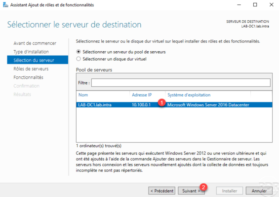 Choisir le serveur
