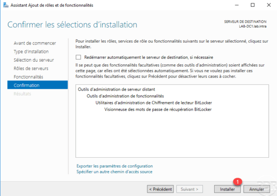 Confirmer l'installation