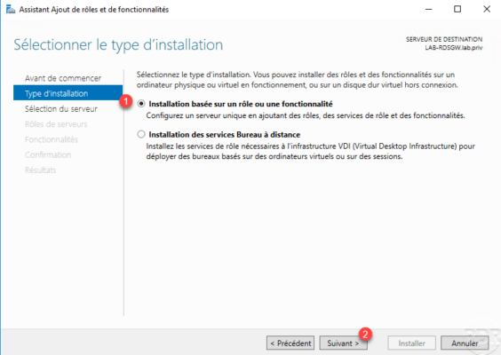 Type d'installation