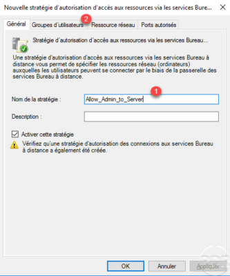 Nom de la stratégie d'accès aux ressource.
