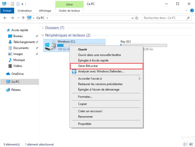Gérer bitlocker