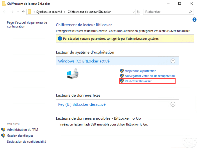 Désactiver BitLocker