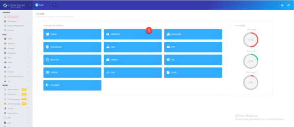 Cyberpanel Dashboard