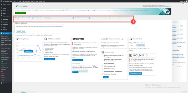 W3 Total Cache - Dashboard