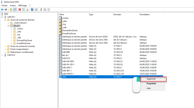 Right click on DNS record and click delete